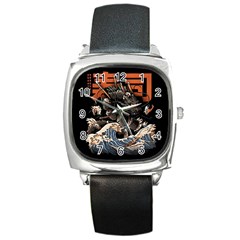 Sushi Dragon Japanese Square Metal Watch by Bedest