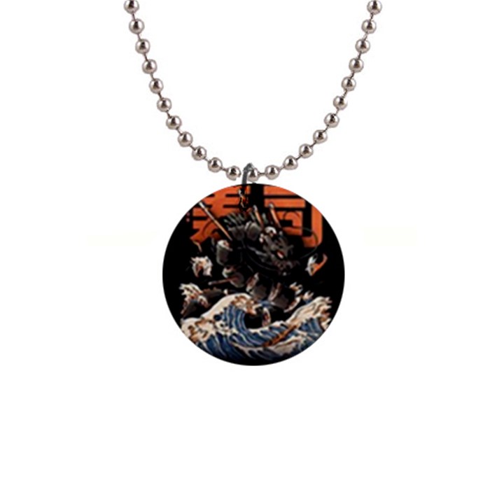 Sushi Dragon Japanese 1  Button Necklace