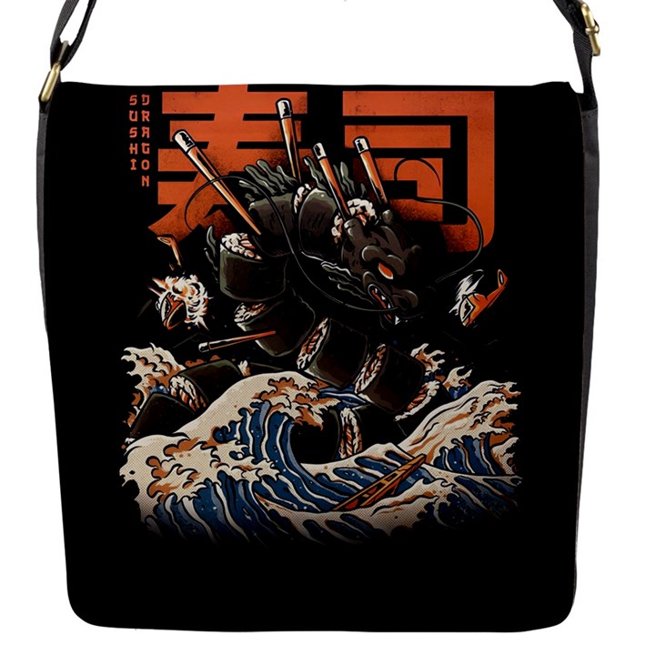 Sushi Dragon Japanese Flap Closure Messenger Bag (S)