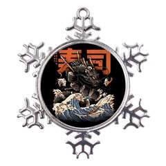 Sushi Dragon Japanese Metal Large Snowflake Ornament by Bedest