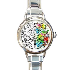 Brain Mind Psychology Idea Drawing Round Italian Charm Watch by Ndabl3x