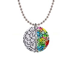 Brain Mind Psychology Idea Drawing 1  Button Necklace by Ndabl3x