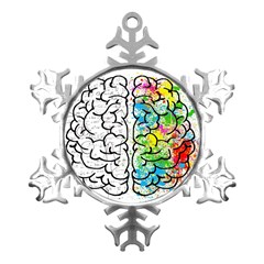 Brain Mind Psychology Idea Drawing Metal Small Snowflake Ornament by Ndabl3x