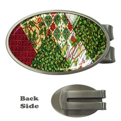 Christmas Quilt Background Money Clips (oval)  by Ndabl3x