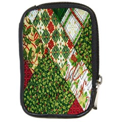 Christmas Quilt Background Compact Camera Leather Case by Ndabl3x