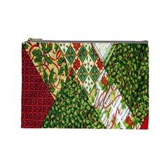 Christmas Quilt Background Cosmetic Bag (large)