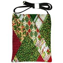 Christmas Quilt Background Shoulder Sling Bag by Ndabl3x