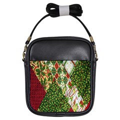 Christmas Quilt Background Girls Sling Bag by Ndabl3x