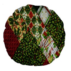 Christmas Quilt Background Large 18  Premium Round Cushions by Ndabl3x