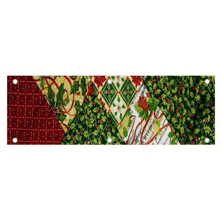 Christmas Quilt Background Banner and Sign 6  x 2 