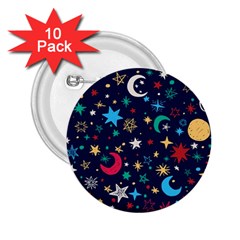 Colorful Background Moons Stars 2 25  Buttons (10 Pack)  by Ndabl3x