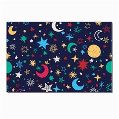 Colorful Background Moons Stars Postcard 4 x 6  (pkg Of 10) by Ndabl3x