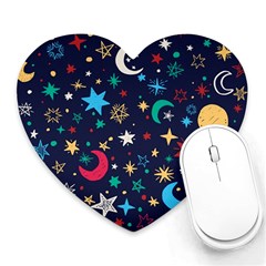 Colorful Background Moons Stars Heart Mousepad by Ndabl3x