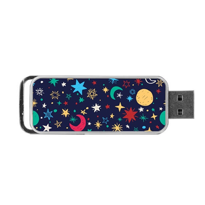 Colorful Background Moons Stars Portable USB Flash (Two Sides)