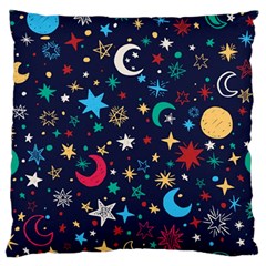 Colorful Background Moons Stars Standard Premium Plush Fleece Cushion Case (one Side) by Ndabl3x