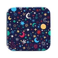 Colorful Background Moons Stars Square Metal Box (black) by Ndabl3x