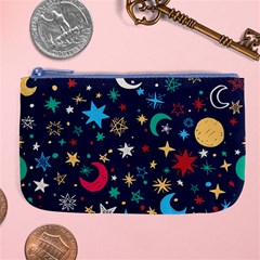 Colorful Background Moons Stars Large Coin Purse by Ndabl3x