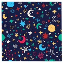 Colorful Background Moons Stars Wooden Puzzle Square by Ndabl3x