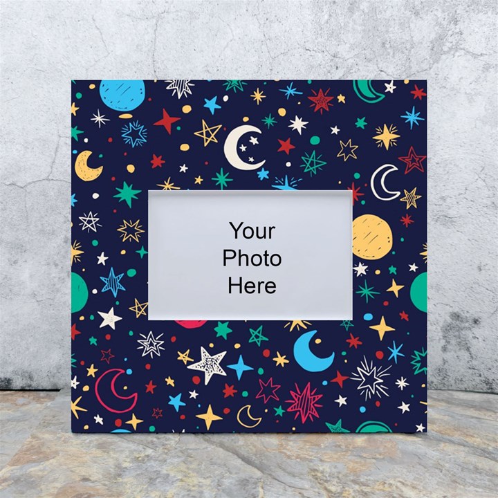 Colorful Background Moons Stars White Box Photo Frame 4  x 6 