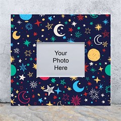 Colorful Background Moons Stars White Wall Photo Frame 5  X 7  by Ndabl3x