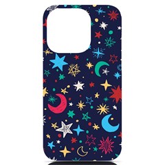 Colorful Background Moons Stars Iphone 14 Pro Black Uv Print Case by Ndabl3x