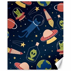 Seamless Pattern With Funny Alien Cat Galaxy Canvas 16  X 20  by Ndabl3x