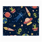 Seamless Pattern With Funny Alien Cat Galaxy Small Glasses Cloth (2 Sides) Front