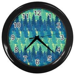 Christmas Trees Pattern Digital Paper Seamless Wall Clock (black) by Ndabl3x