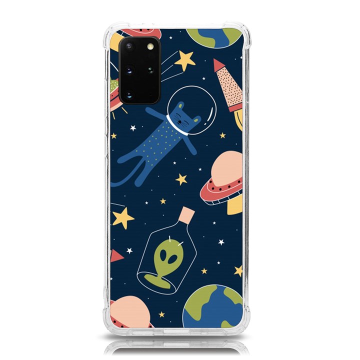 Seamless Pattern With Funny Alien Cat Galaxy Samsung Galaxy S20Plus 6.7 Inch TPU UV Case