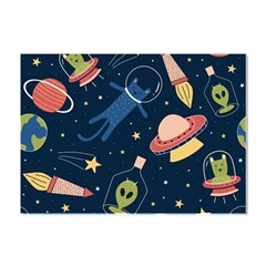 Seamless Pattern With Funny Alien Cat Galaxy Crystal Sticker (a4)