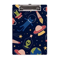 Seamless Pattern With Funny Alien Cat Galaxy A5 Acrylic Clipboard by Ndabl3x