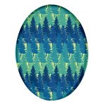 Christmas Trees Pattern Digital Paper Seamless Oval Glass Fridge Magnet (4 pack) Front