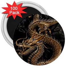 Fantasy Dragon Pentagram 3  Magnets (100 Pack)