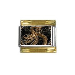 Fantasy Dragon Pentagram Gold Trim Italian Charm (9mm)