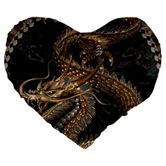 Fantasy Dragon Pentagram Large 19  Premium Flano Heart Shape Cushions