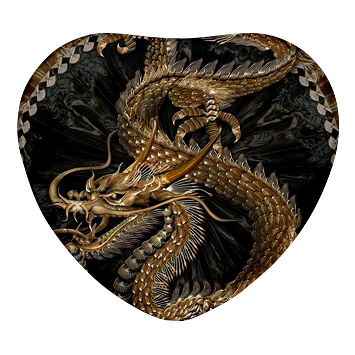 Fantasy Dragon Pentagram Heart Glass Fridge Magnet (4 pack)