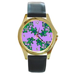 Grateful Dead Bears Round Gold Metal Watch by Cendanart