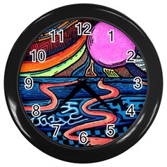 Grateful Dead Wallpaper Wall Clock (black) by Cendanart