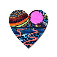 Grateful Dead Wallpaper Heart Magnet by Cendanart