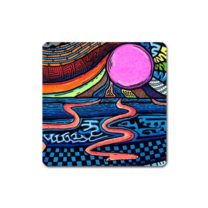 Grateful Dead Wallpaper Square Magnet