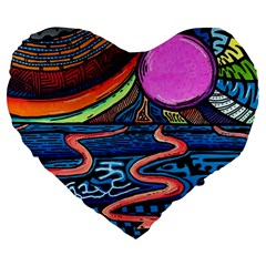 Grateful Dead Wallpaper Large 19  Premium Flano Heart Shape Cushions by Cendanart