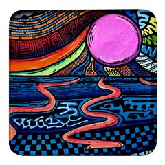 Grateful Dead Wallpaper Square Glass Fridge Magnet (4 Pack) by Cendanart