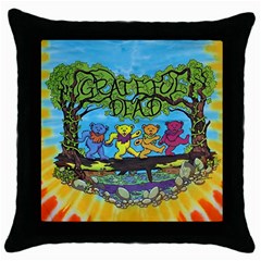 Dancing Bears Grateful Dead Throw Pillow Case (black) by Cendanart