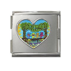 Dancing Bears Grateful Dead Mega Link Heart Italian Charm (18mm) by Cendanart