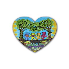 Dancing Bears Grateful Dead Rubber Coaster (heart) by Cendanart