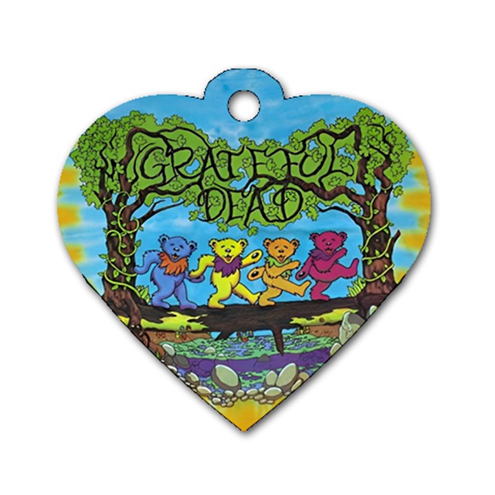 Dancing Bears Grateful Dead Dog Tag Heart (One Side)