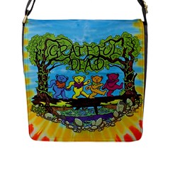 Dancing Bears Grateful Dead Flap Closure Messenger Bag (l) by Cendanart