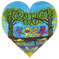 Dancing Bears Grateful Dead Wooden Puzzle Heart by Cendanart