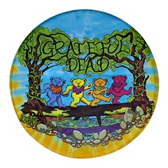 Dancing Bears Grateful Dead Round Glass Fridge Magnet (4 Pack) by Cendanart