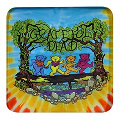 Dancing Bears Grateful Dead Square Glass Fridge Magnet (4 Pack) by Cendanart